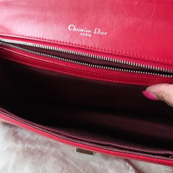 Dior Diorama Red Leather Shoulder/Crossbody Bag with Silver Hardware - Picture 4 of 10